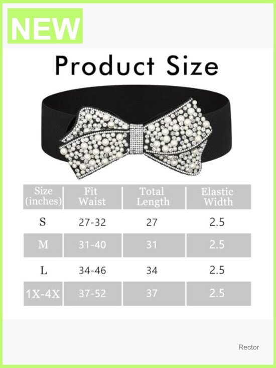 Elastic Pearl Bow Tie Belt for Women Stretch Waist Rhinestone Crystal Dress Belt main image 5